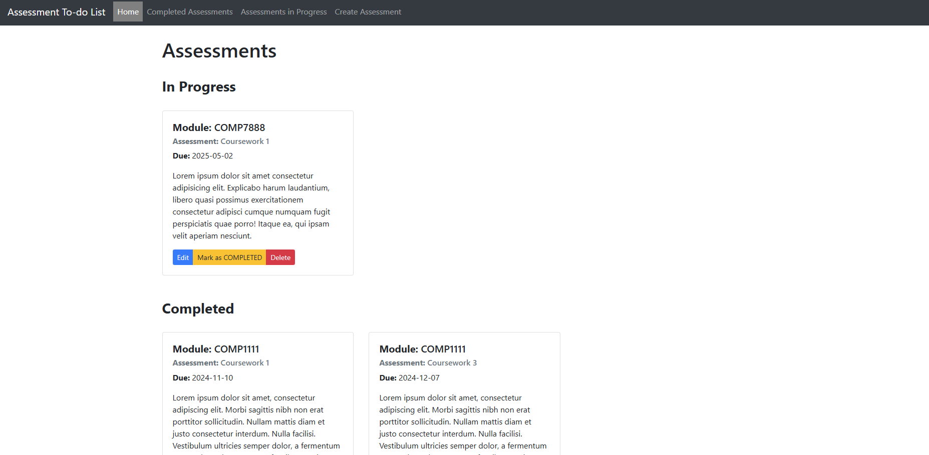 Screenshot of the Flask To Do App